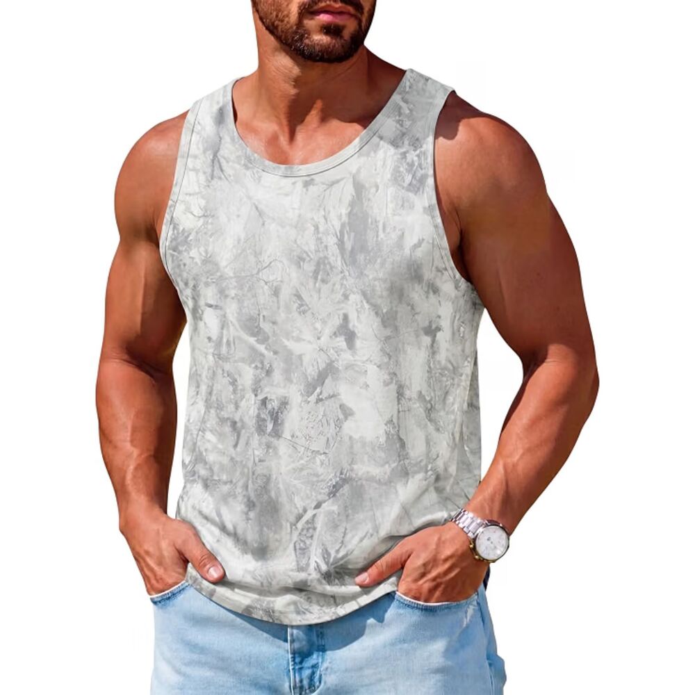Men's XXL Tie Dye Workout Tank Top Sleeveless Muscle Shirt Athletic Gym Summer